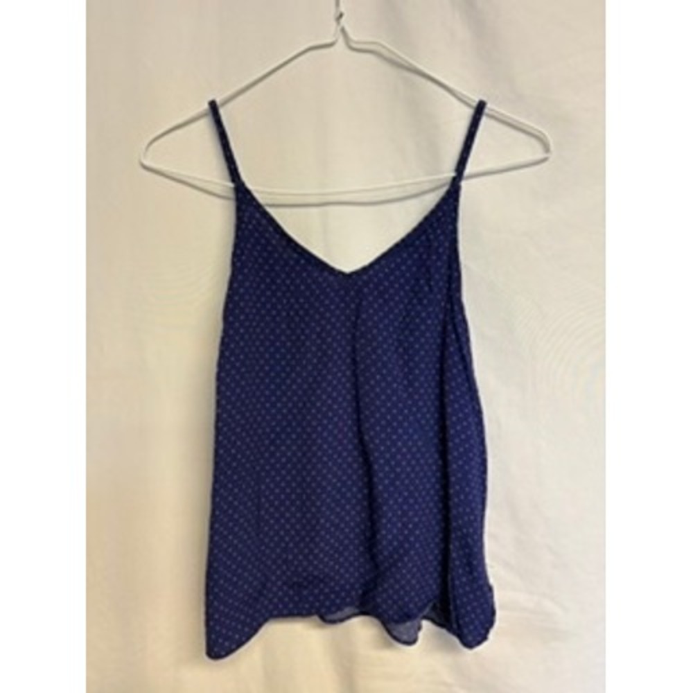 Womens Blue Polka Dot V-Neck Spaghetti Strap Camisole Top Small Fairy Grunge Y2K